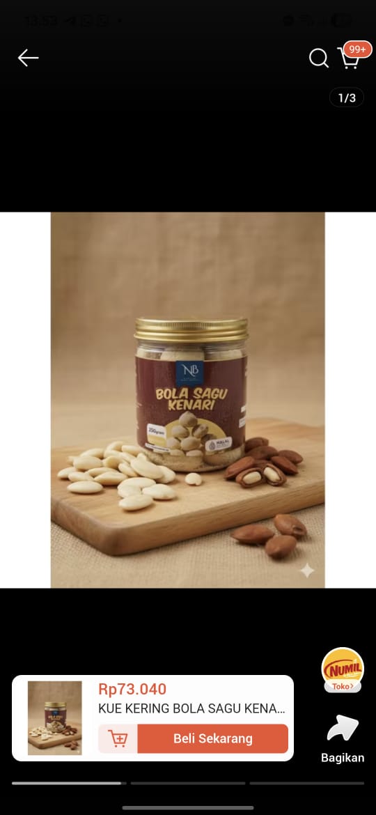 Kue kering bola sagu Kenari premium NUMIL by Nunu Bakery 300g Renyah Lumer