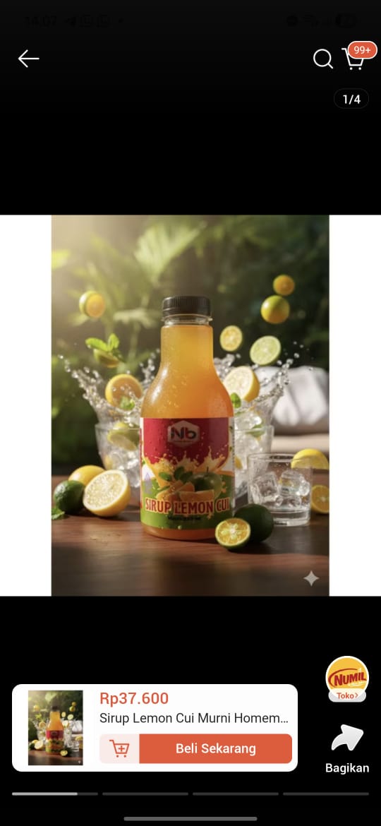 Produk Sirup Lemon Cui murni Homemaden Nurmil by Nunu Bakery { Sirup jeruk kasturi kunci Tanpa pengawet